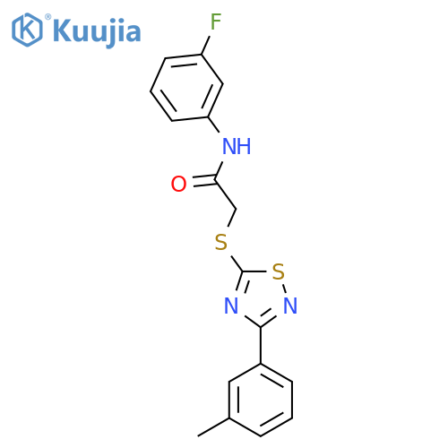 N-(3-fluorophenyl)-2-{3-(3-methylphenyl)-1,2,4-thiadiazol-5-ylsulfanyl}acetamide structure