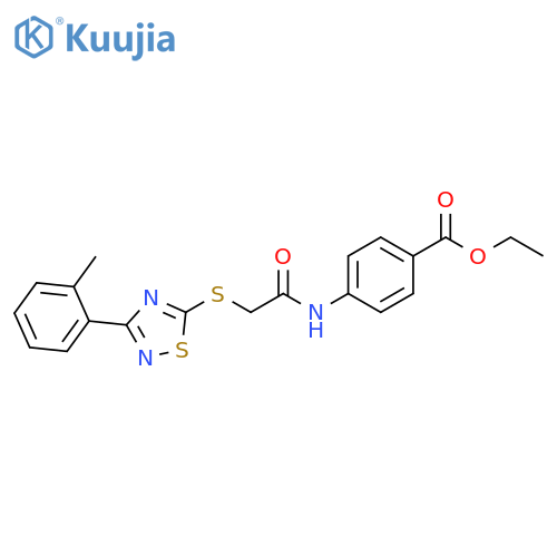 ethyl 4-(2-{3-(2-methylphenyl)-1,2,4-thiadiazol-5-ylsulfanyl}acetamido)benzoate structure