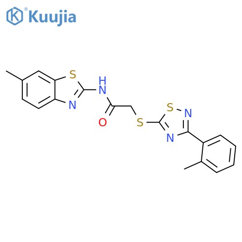N-(6-methyl-1,3-benzothiazol-2-yl)-2-{3-(2-methylphenyl)-1,2,4-thiadiazol-5-ylsulfanyl}acetamide structure
