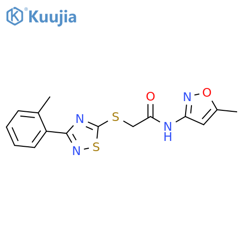 N-(5-methyl-1,2-oxazol-3-yl)-2-{3-(2-methylphenyl)-1,2,4-thiadiazol-5-ylsulfanyl}acetamide structure