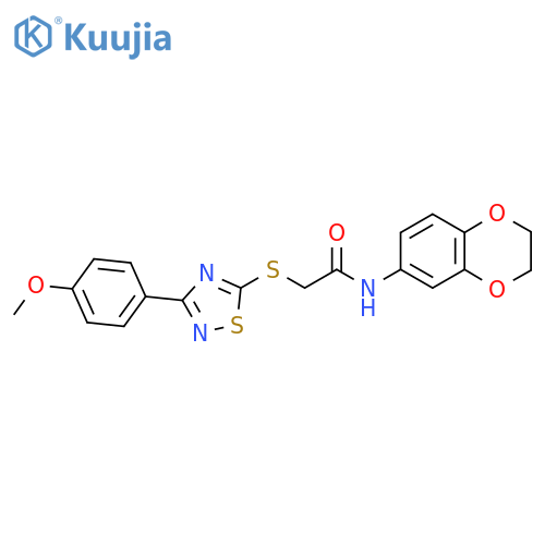 N-(2,3-dihydro-1,4-benzodioxin-6-yl)-2-{3-(4-methoxyphenyl)-1,2,4-thiadiazol-5-ylsulfanyl}acetamide structure