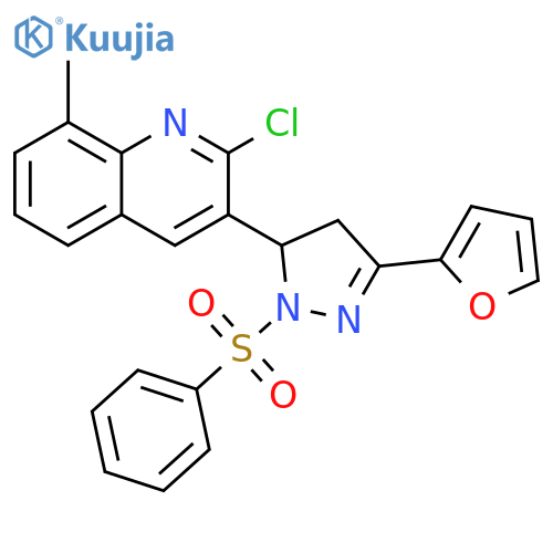 3-1-(benzenesulfonyl)-3-(furan-2-yl)-4,5-dihydro-1H-pyrazol-5-yl-2-chloro-8-methylquinoline structure