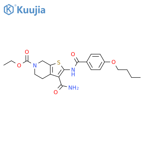 ethyl 2-(4-butoxybenzamido)-3-carbamoyl-4H,5H,6H,7H-thieno2,3-cpyridine-6-carboxylate structure
