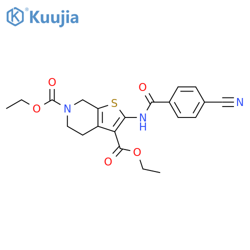 3,6-diethyl 2-(4-cyanobenzamido)-4H,5H,6H,7H-thieno2,3-cpyridine-3,6-dicarboxylate structure
