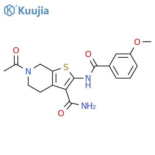 6-acetyl-2-(3-methoxybenzamido)-4H,5H,6H,7H-thieno2,3-cpyridine-3-carboxamide structure