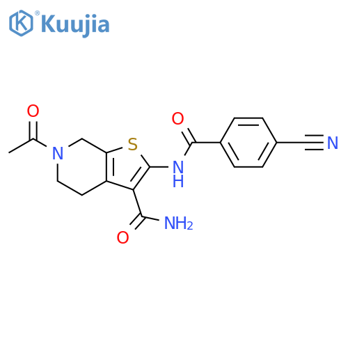 6-acetyl-2-(4-cyanobenzamido)-4H,5H,6H,7H-thieno2,3-cpyridine-3-carboxamide structure