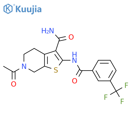 6-acetyl-2-3-(trifluoromethyl)benzamido-4H,5H,6H,7H-thieno2,3-cpyridine-3-carboxamide structure