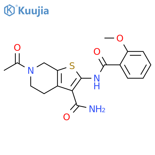6-acetyl-2-(2-methoxybenzamido)-4H,5H,6H,7H-thieno2,3-cpyridine-3-carboxamide structure
