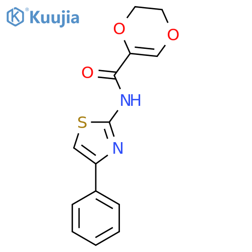 N-(4-phenyl-1,3-thiazol-2-yl)-5,6-dihydro-1,4-dioxine-2-carboxamide structure