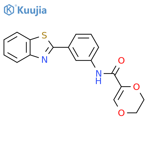 N-3-(1,3-benzothiazol-2-yl)phenyl-5,6-dihydro-1,4-dioxine-2-carboxamide structure