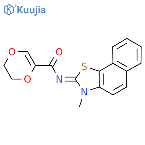 N-(2E)-3-methyl-2H,3H-naphtho2,1-d1,3thiazol-2-ylidene-5,6-dihydro-1,4-dioxine-2-carboxamide structure