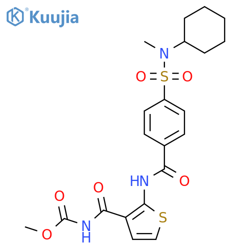 methyl N-(2-{4-cyclohexyl(methyl)sulfamoylbenzamido}thiophene-3-carbonyl)carbamate structure