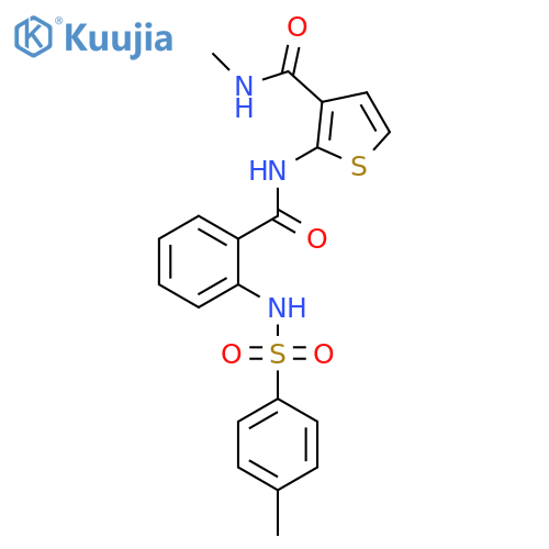 N-methyl-2-2-(4-methylbenzenesulfonamido)benzamidothiophene-3-carboxamide structure