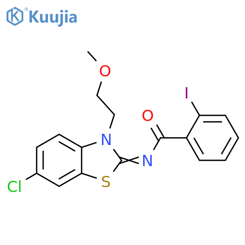 N-(2Z)-6-chloro-3-(2-methoxyethyl)-2,3-dihydro-1,3-benzothiazol-2-ylidene-2-iodobenzamide structure