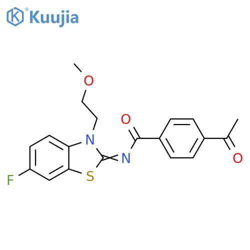 4-acetyl-N-(2Z)-6-fluoro-3-(2-methoxyethyl)-2,3-dihydro-1,3-benzothiazol-2-ylidenebenzamide structure