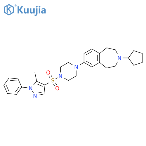 Piperazine,1-(3-cyclopentyl-2,3,4,5-tetrahydro-1H-3-benzazepin-7-yl)-4-[(5-methyl-1-phenyl-1H-pyrazol-4-yl)sulfonyl]- structure