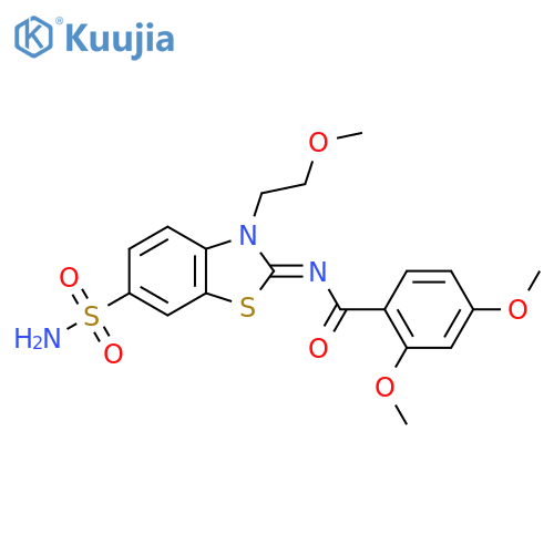 2,4-dimethoxy-N-(2Z)-3-(2-methoxyethyl)-6-sulfamoyl-2,3-dihydro-1,3-benzothiazol-2-ylidenebenzamide structure