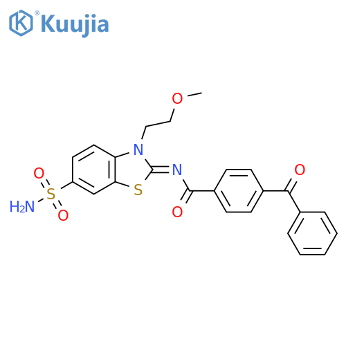 4-benzoyl-N-(2Z)-3-(2-methoxyethyl)-6-sulfamoyl-2,3-dihydro-1,3-benzothiazol-2-ylidenebenzamide structure