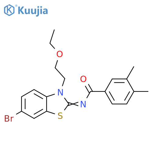 N-(2Z)-6-bromo-3-(2-ethoxyethyl)-2,3-dihydro-1,3-benzothiazol-2-ylidene-3,4-dimethylbenzamide structure