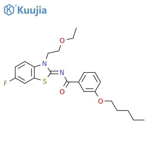 N-(2Z)-3-(2-ethoxyethyl)-6-fluoro-2,3-dihydro-1,3-benzothiazol-2-ylidene-3-(pentyloxy)benzamide structure