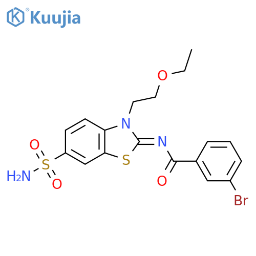 3-bromo-N-(2Z)-3-(2-ethoxyethyl)-6-sulfamoyl-2,3-dihydro-1,3-benzothiazol-2-ylidenebenzamide structure