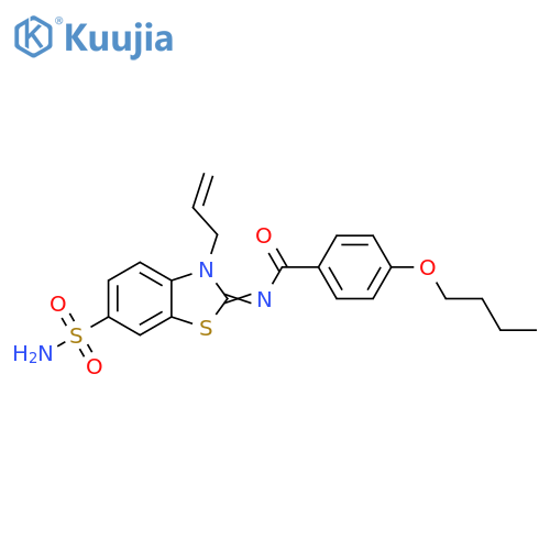 4-butoxy-N-(2Z)-3-(prop-2-en-1-yl)-6-sulfamoyl-2,3-dihydro-1,3-benzothiazol-2-ylidenebenzamide structure