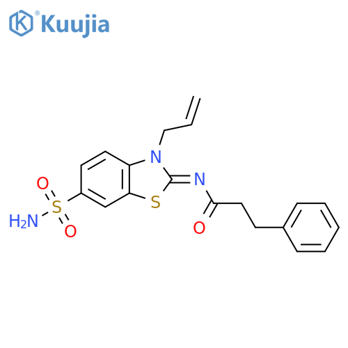 3-phenyl-N-(2Z)-3-(prop-2-en-1-yl)-6-sulfamoyl-2,3-dihydro-1,3-benzothiazol-2-ylidenepropanamide structure