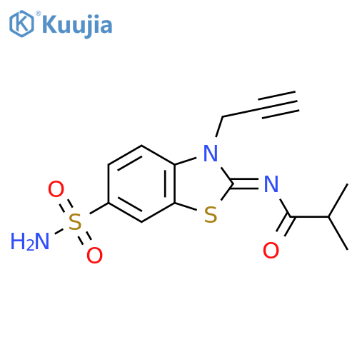 2-methyl-N-(2Z)-3-(prop-2-yn-1-yl)-6-sulfamoyl-2,3-dihydro-1,3-benzothiazol-2-ylidenepropanamide structure