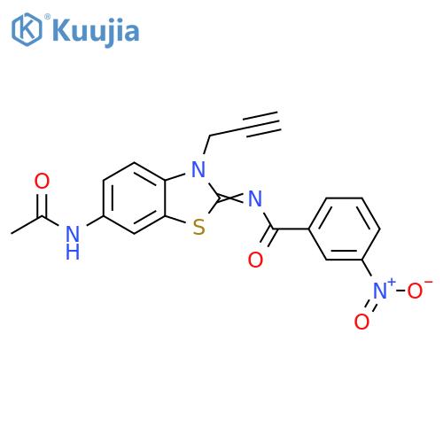 N-(2Z)-6-acetamido-3-(prop-2-yn-1-yl)-2,3-dihydro-1,3-benzothiazol-2-ylidene-3-nitrobenzamide structure