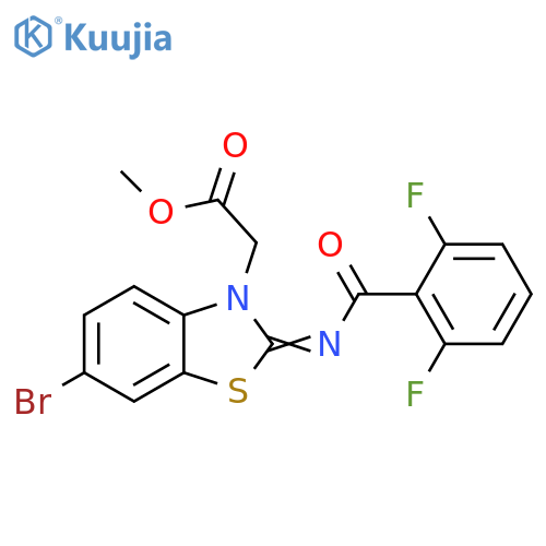 methyl 2-(2Z)-6-bromo-2-(2,6-difluorobenzoyl)imino-2,3-dihydro-1,3-benzothiazol-3-ylacetate structure