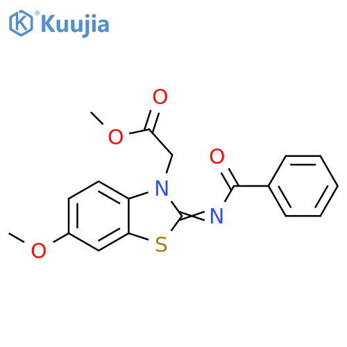 methyl 2-(2Z)-2-(benzoylimino)-6-methoxy-2,3-dihydro-1,3-benzothiazol-3-ylacetate structure