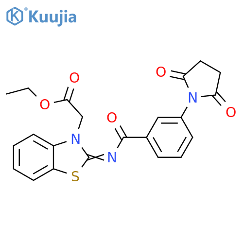 ethyl 2-(2Z)-2-{3-(2,5-dioxopyrrolidin-1-yl)benzoylimino}-2,3-dihydro-1,3-benzothiazol-3-ylacetate structure
