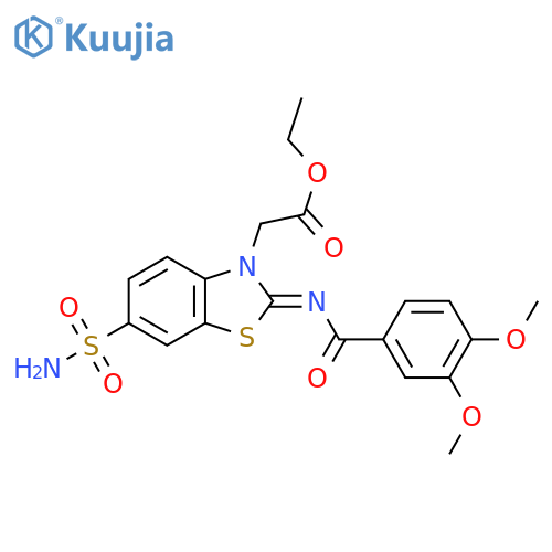 ethyl 2-(2Z)-2-(3,4-dimethoxybenzoyl)imino-6-sulfamoyl-2,3-dihydro-1,3-benzothiazol-3-ylacetate structure