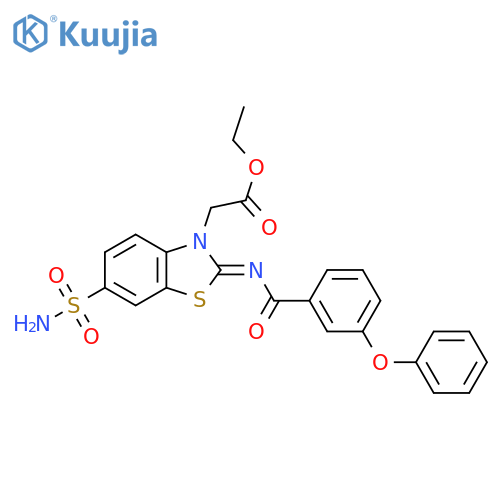 ethyl 2-(2Z)-2-(3-phenoxybenzoyl)imino-6-sulfamoyl-2,3-dihydro-1,3-benzothiazol-3-ylacetate structure