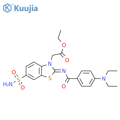 ethyl 2-(2Z)-2-{4-(diethylamino)benzoylimino}-6-sulfamoyl-2,3-dihydro-1,3-benzothiazol-3-ylacetate structure