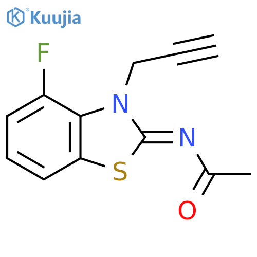N-(2Z)-4-fluoro-3-(prop-2-yn-1-yl)-2,3-dihydro-1,3-benzothiazol-2-ylideneacetamide structure