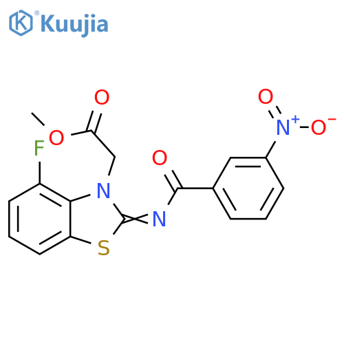 methyl 2-(2Z)-4-fluoro-2-(3-nitrobenzoyl)imino-2,3-dihydro-1,3-benzothiazol-3-ylacetate structure