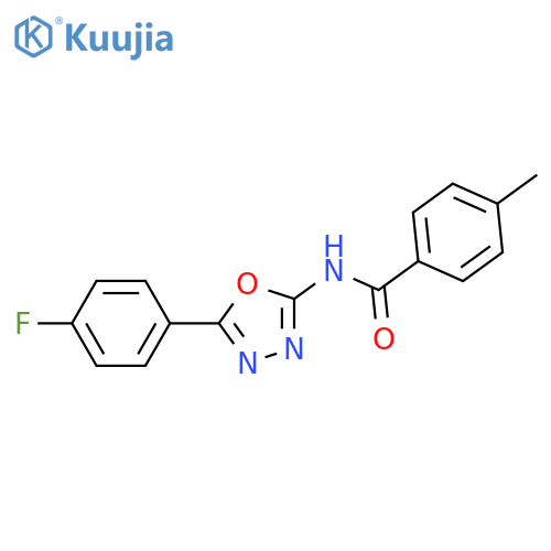 N-5-(4-fluorophenyl)-1,3,4-oxadiazol-2-yl-4-methylbenzamide structure