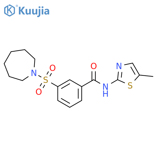 Benzamide, 3-[(hexahydro-1H-azepin-1-yl)sulfonyl]-N-(5-methyl-2-thiazolyl)- structure