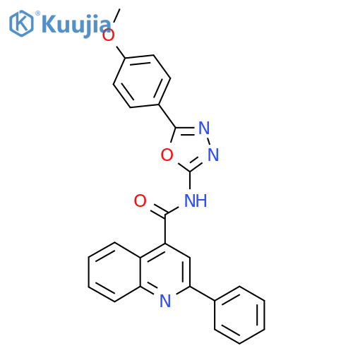 N-5-(4-methoxyphenyl)-1,3,4-oxadiazol-2-yl-2-phenylquinoline-4-carboxamide structure