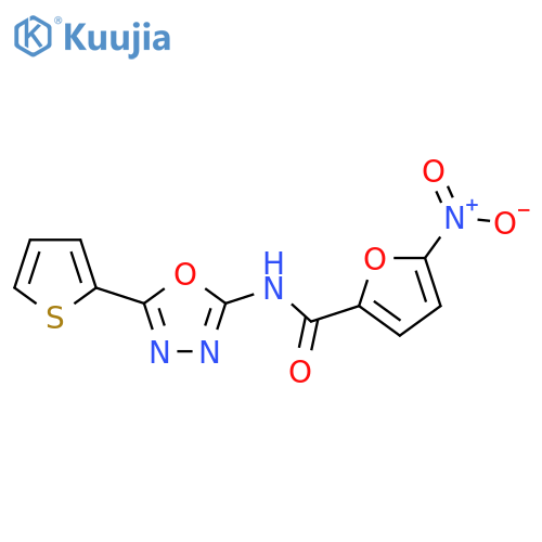 5-nitro-N-5-(thiophen-2-yl)-1,3,4-oxadiazol-2-ylfuran-2-carboxamide structure