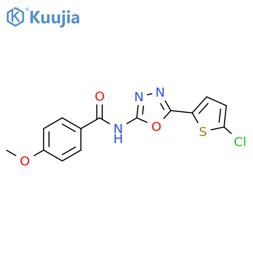 N-5-(5-chlorothiophen-2-yl)-1,3,4-oxadiazol-2-yl-4-methoxybenzamide structure