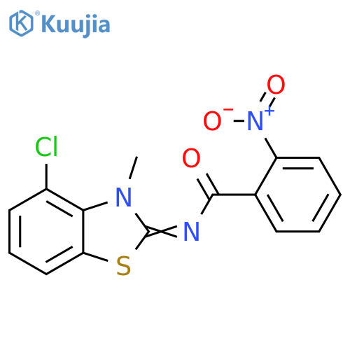 N-(2Z)-4-chloro-3-methyl-2,3-dihydro-1,3-benzothiazol-2-ylidene-2-nitrobenzamide structure