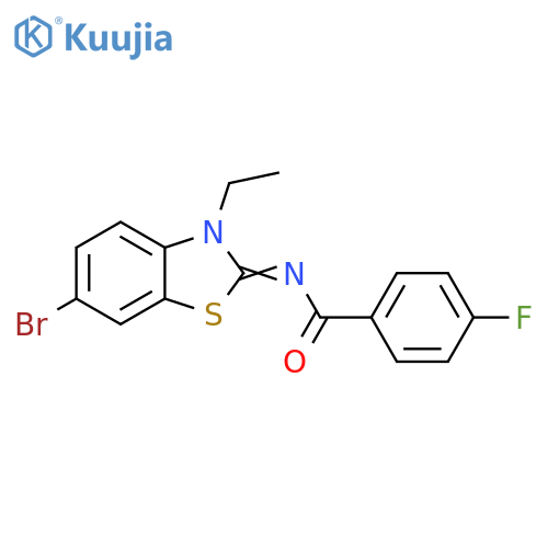 N-(2E)-6-bromo-3-ethyl-2,3-dihydro-1,3-benzothiazol-2-ylidene-4-fluorobenzamide structure
