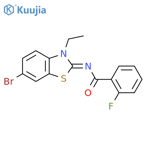 N-(2E)-6-bromo-3-ethyl-2,3-dihydro-1,3-benzothiazol-2-ylidene-2-fluorobenzamide structure