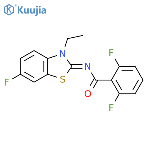 N-(2Z)-3-ethyl-6-fluoro-2,3-dihydro-1,3-benzothiazol-2-ylidene-2,6-difluorobenzamide structure