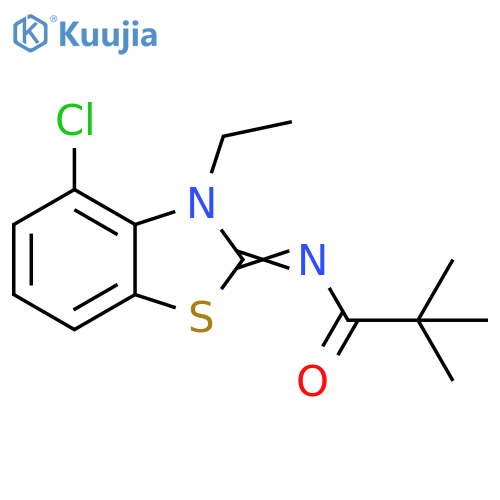 N-(2E)-4-chloro-3-ethyl-2,3-dihydro-1,3-benzothiazol-2-ylidene-2,2-dimethylpropanamide structure