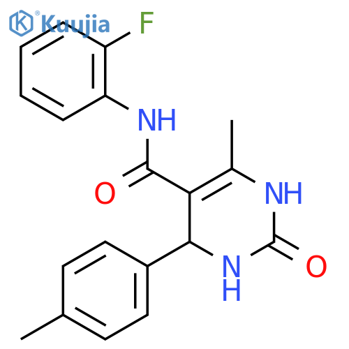 N-(2-fluorophenyl)-6-methyl-4-(4-methylphenyl)-2-oxo-1,2,3,4-tetrahydropyrimidine-5-carboxamide structure