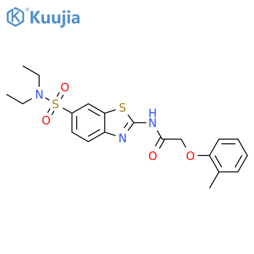 N-6-(diethylsulfamoyl)-1,3-benzothiazol-2-yl-2-(2-methylphenoxy)acetamide structure