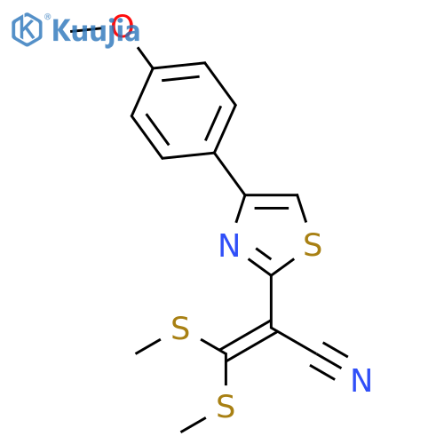 2-4-(4-methoxyphenyl)-1,3-thiazol-2-yl-3,3-bis(methylsulfanyl)prop-2-enenitrile structure
